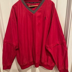 PGA Tour Red Mens Windbreaker Pullover with Zip-Off Sleeves XXL